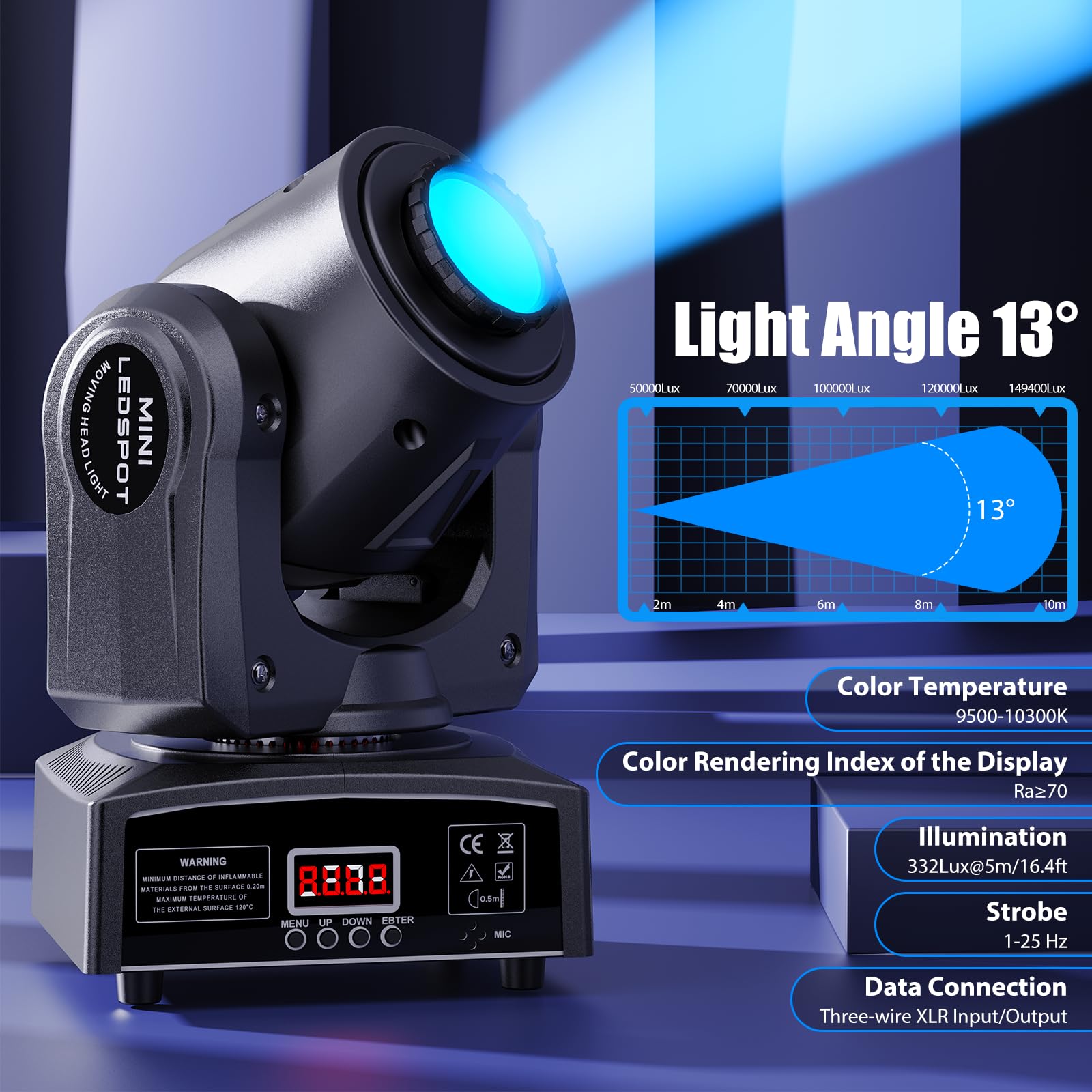 2PCS Lyre LED 60W Lumière de scène 8 Gobos 8 Couleurs DJ Luminaires à tête rotative Beam Moving Head pour Fête, DJ, Bar, Club Noël