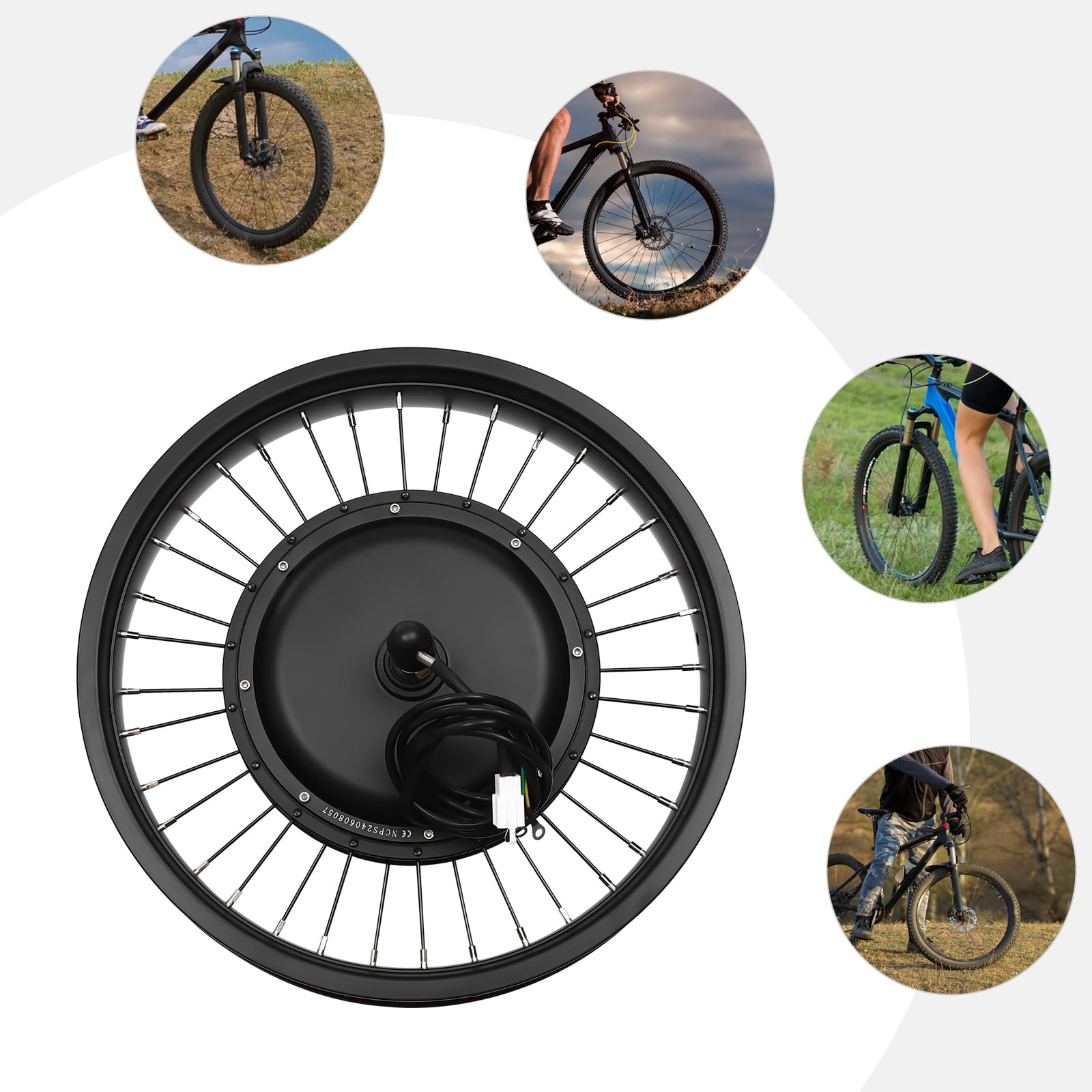 Elektromotor Umrüstsatz Elektrofahrrad Nabenmotor Kit Bürstenlos 1000W 48V für 20 Zoll Fahrrad mit Pedalunterstützung IP54 Wasserdicht (Frontantrieb)