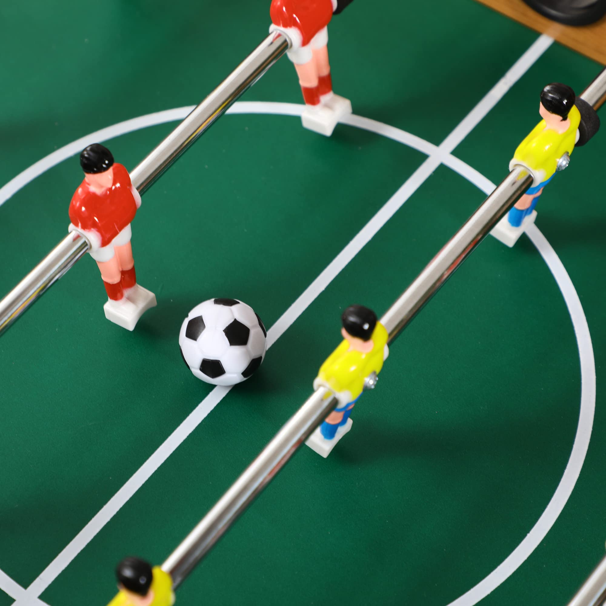 HOMCOM Futbolín Plegable para Niños y Adultos Futbolín de Madera 69x37x70 cm con 2 Bolas 6 Asas 2 Marcadores de Puntos 18 Jugadores para Familias Fiestas Juegos Natural
