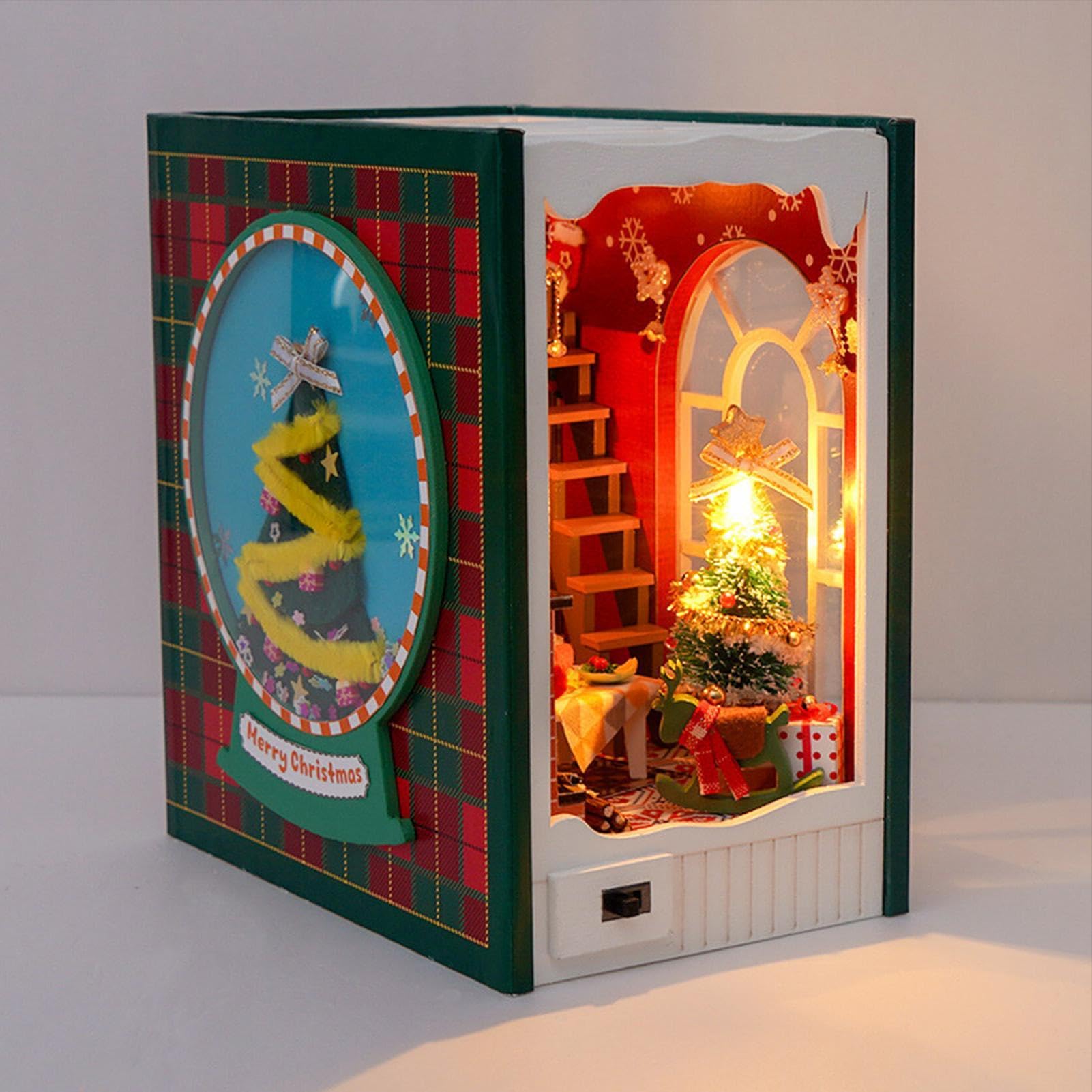 Kit per casa delle bambole in miniatura, decorazione artistica per la casa | Casa di Natale a LED, per compleanno, soggiorno, camera da letto, tavolo, scrivania, cucina, ufficio, bambini