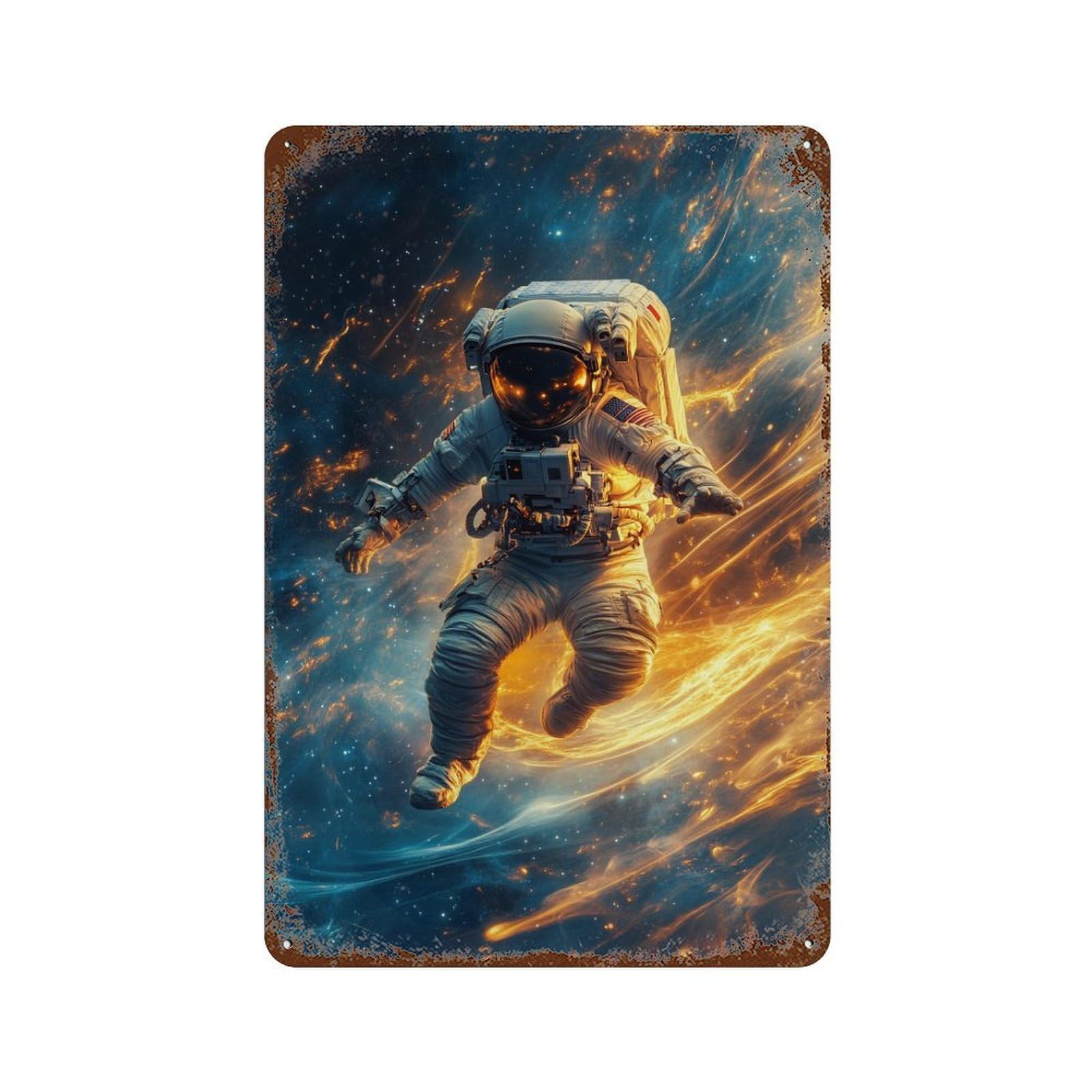 Astronaut Floating in Space-14 Rusty Metal Tin Sign 11.8"x7.9", for Farmhouse, Kitchen And Entryway Decor, Rustic Home Decor