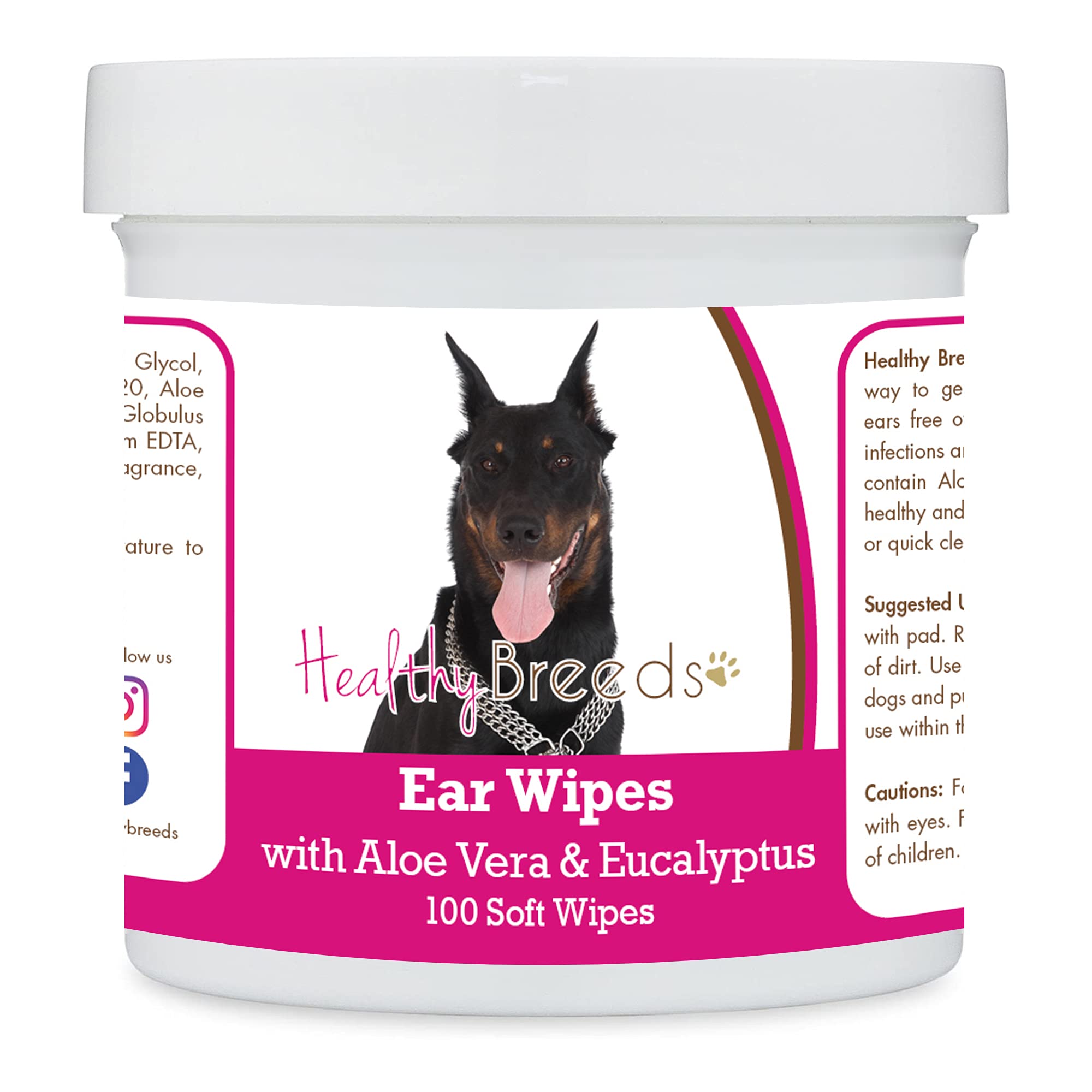 Healthy Breeds Beauceron Ear Cleaning Wipes with Aloe &amp; Eucalyptus for Dogs 100 Count