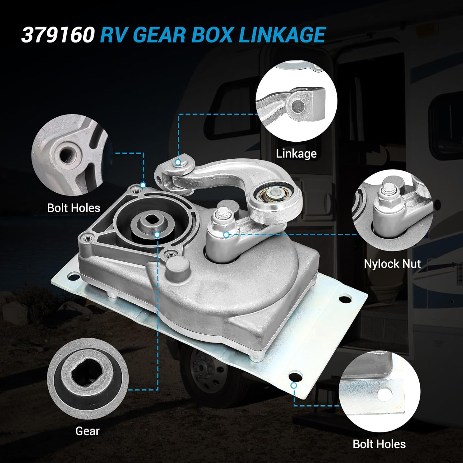 676061 RV Steps Motor Kit for Lippert Kwikee Electric Steps, Gear Box Linkage with A Replace 366043 379160 1101428 2141001 379147 RV Entry Step Motor