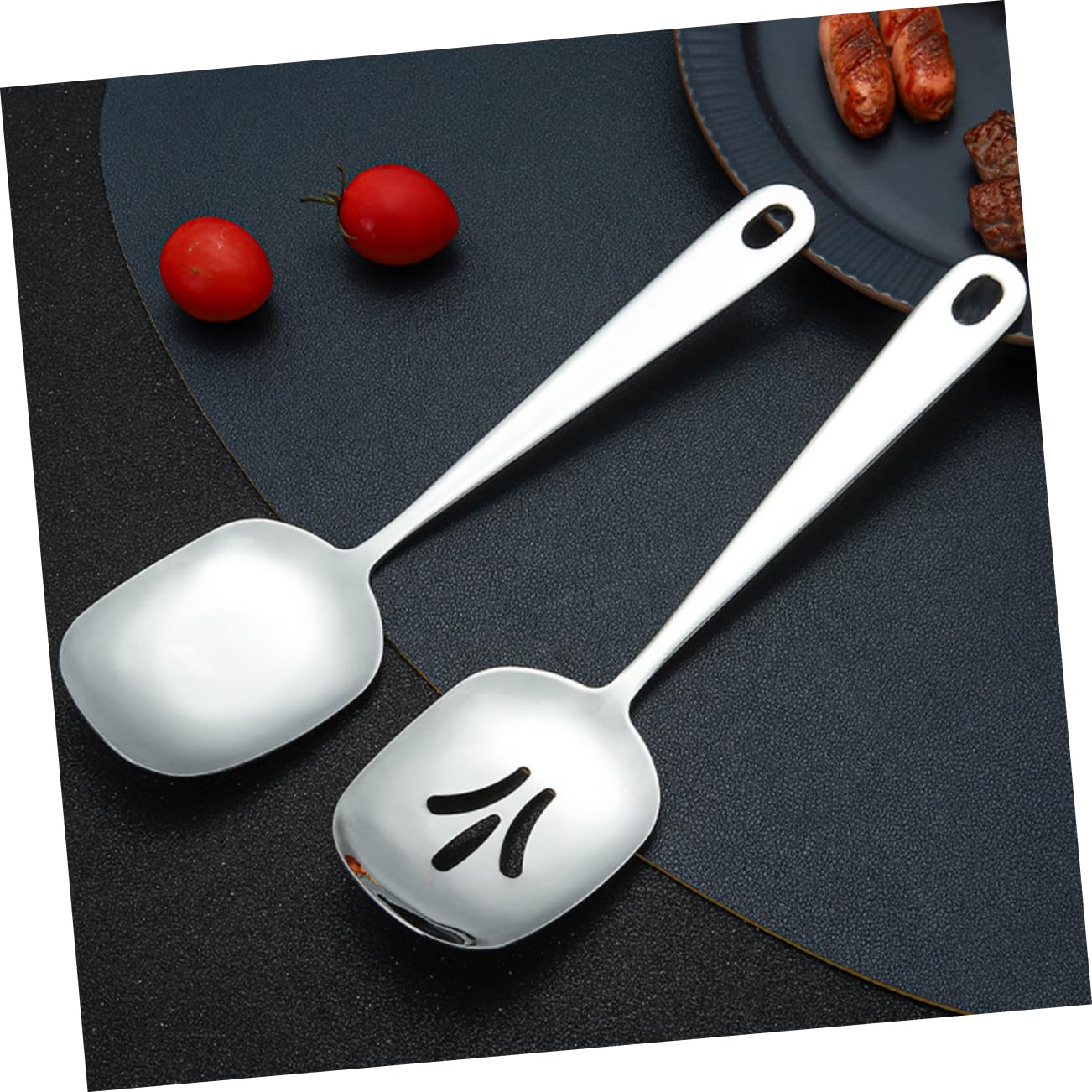 SOLUSTRE Stainless Steel Slotted Serving Spoon Utensil for Food Service Restaurants and Homes Ergonomic Handle for Comfortable Grip Multipurpose Kitchen Tool