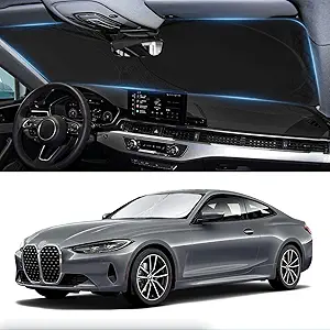 for BMW 4 Series Windshield Sun Shade Sunshade Fit for 2021-2024 2025 BMW 4-Series 2DR Coupe Convertible Sun Visor for M4, 428i 430i 435i 440i Base Sport Front Window Shield Accessories