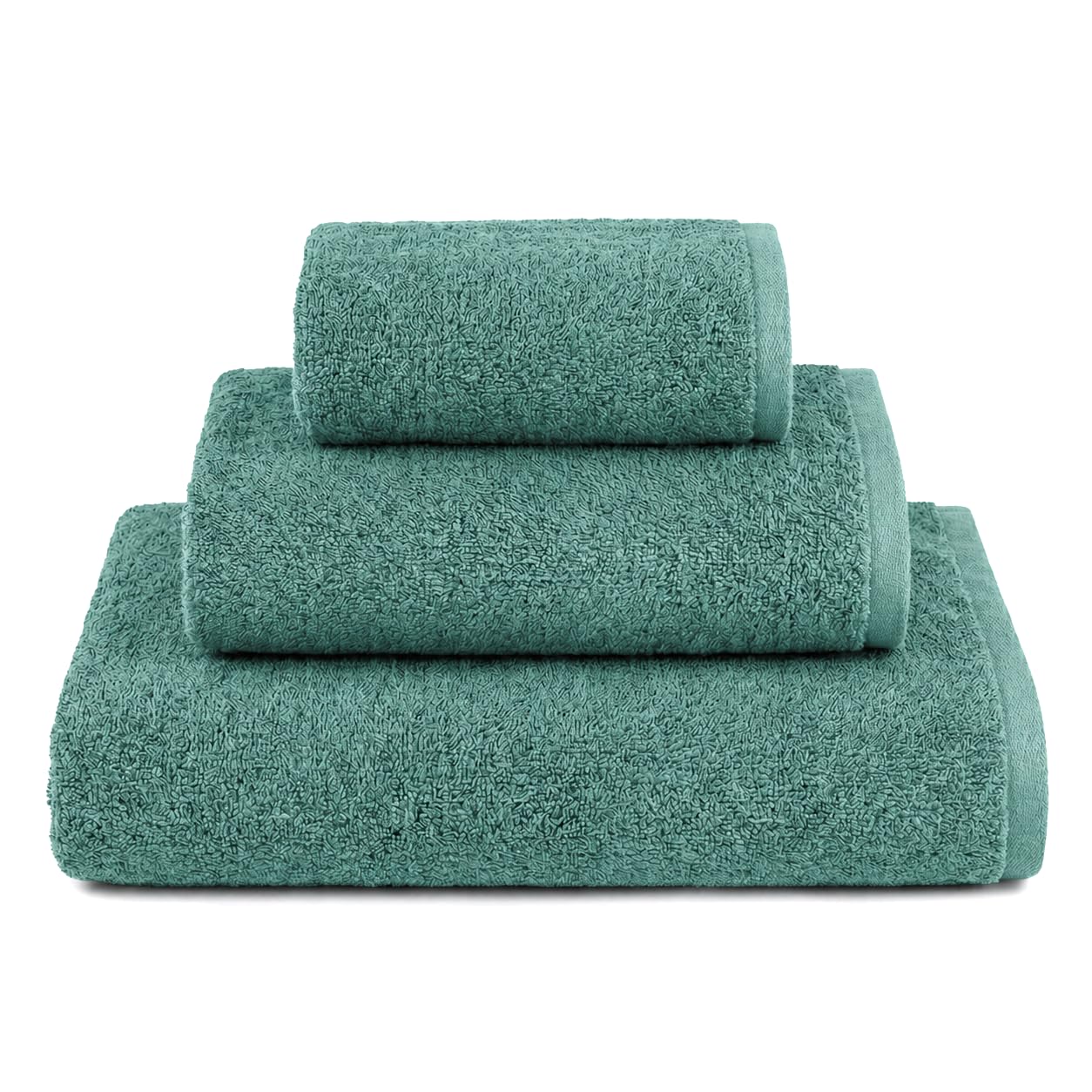 Ruggeri - Set 3 Asciugamani Bagno in 100% Cotone Extra Morbido e Assorbente | Telo Bagno 70x140 cm + Asciugamano Viso 50x100 cm + Asciugamano Ospite 40x50 cm (Verde)