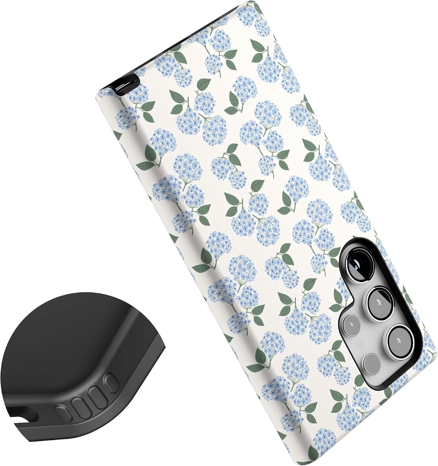 Casely Galaxy S24 Ultra Case | Nantucket Cottage | Blue Hydrangea | Essential Slim Dual-Layer Protective Design