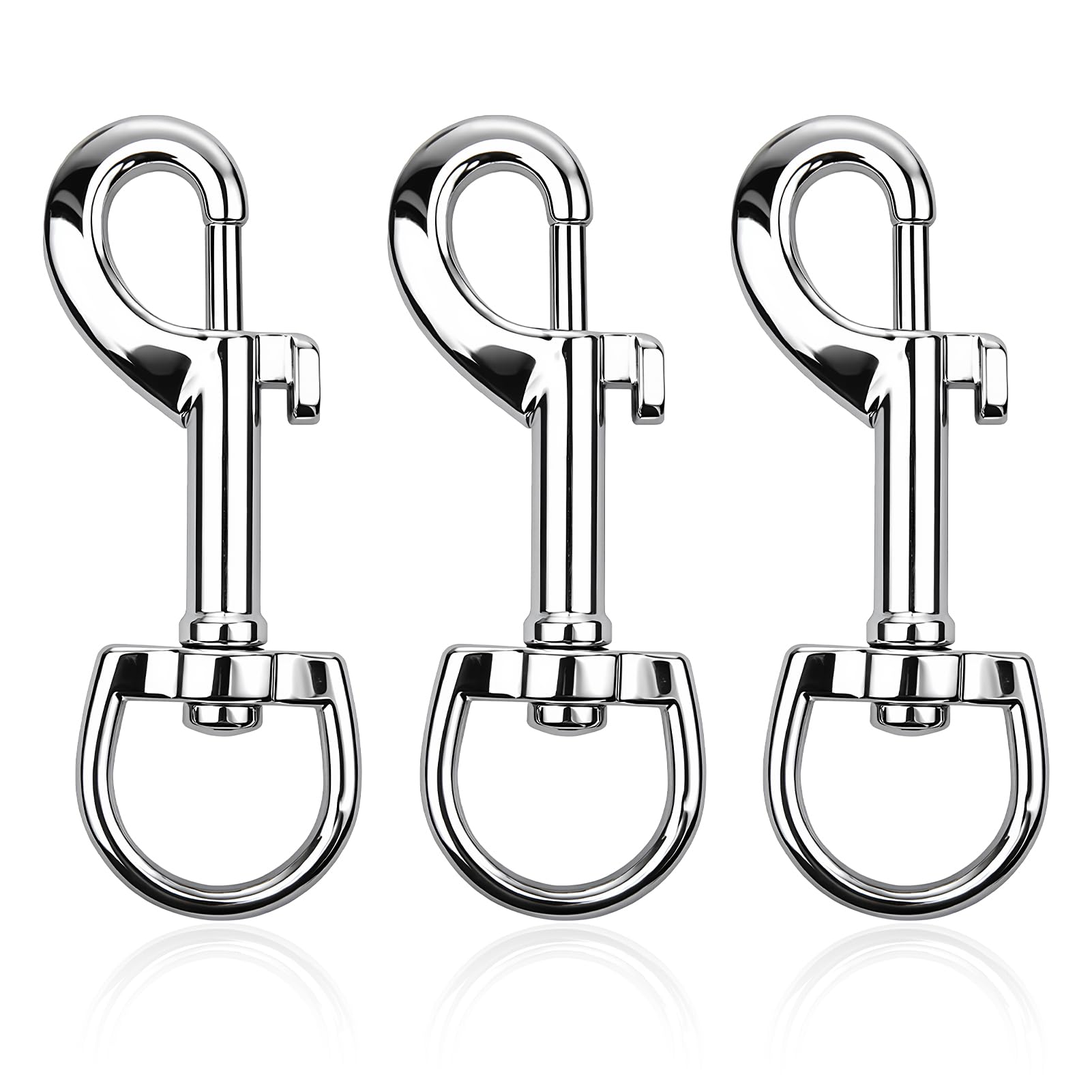 3 Pack Swivel Snap Hooks Heavy Duty Stainless Steel Clips with 360° Rotation, Swivel Hook Clasps for Dog Lead Hook, Key Chain, D Shackle Connection, Dog Lead Clips, Outdoor