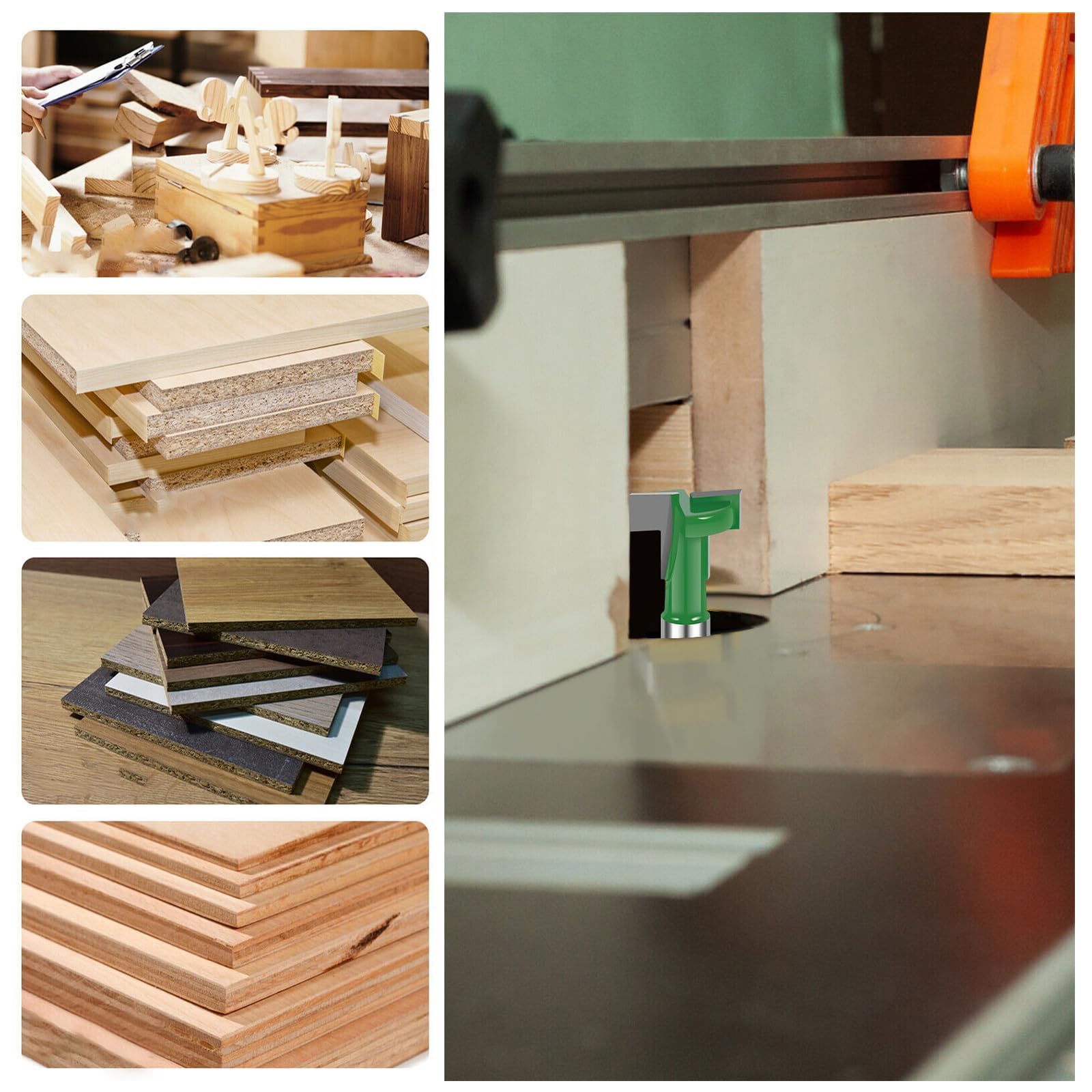 6 Pièces Set Coupe de Bois T-Slot, Fraise en Rainure en T, Routeur à Rainure en T Forme Routeur Bits, Fraise À Rainure En T, Pour Outils électriques Outil de Menuiserie