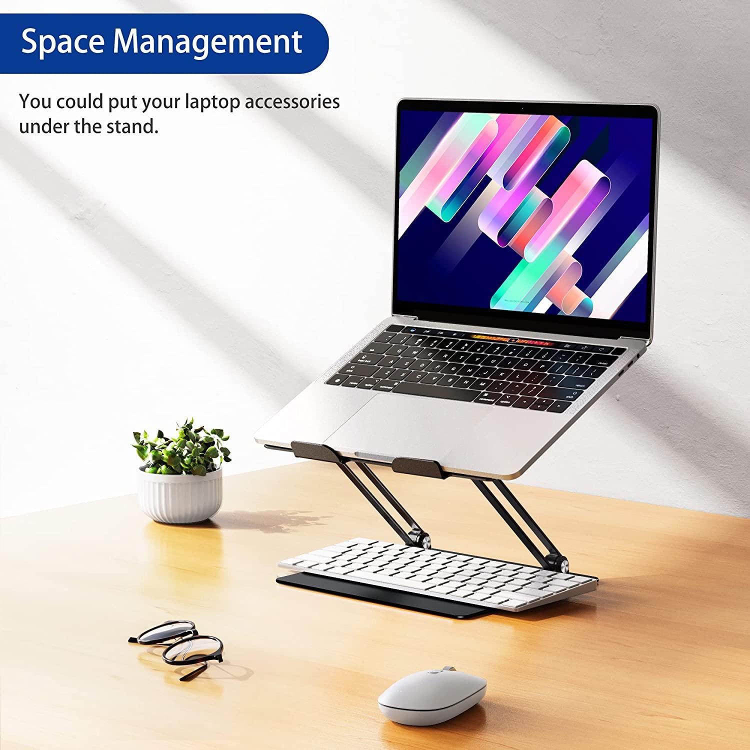 Générique na laptopa, regulowany aluminiowy na laptopa, ergonomiczny | składany uchwyt komputerowy z chłodzeniem, przenośny uchwyt na biurko do laptopów 10-14 , do biura, domu, podróży