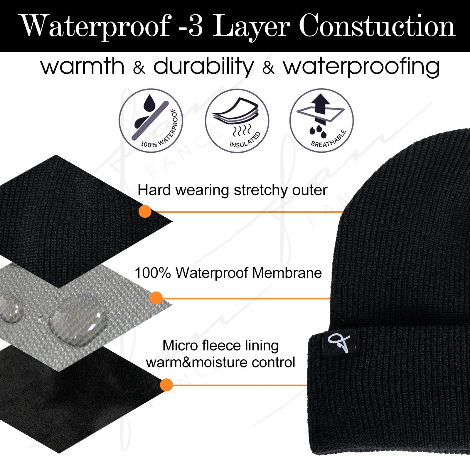 Berretto invernale unisex 100% impermeabile per il freddo, con caldo pile foderato per pioggia, neve, freddo, Regno Unito, regali per uomini e donne 55-62 cm