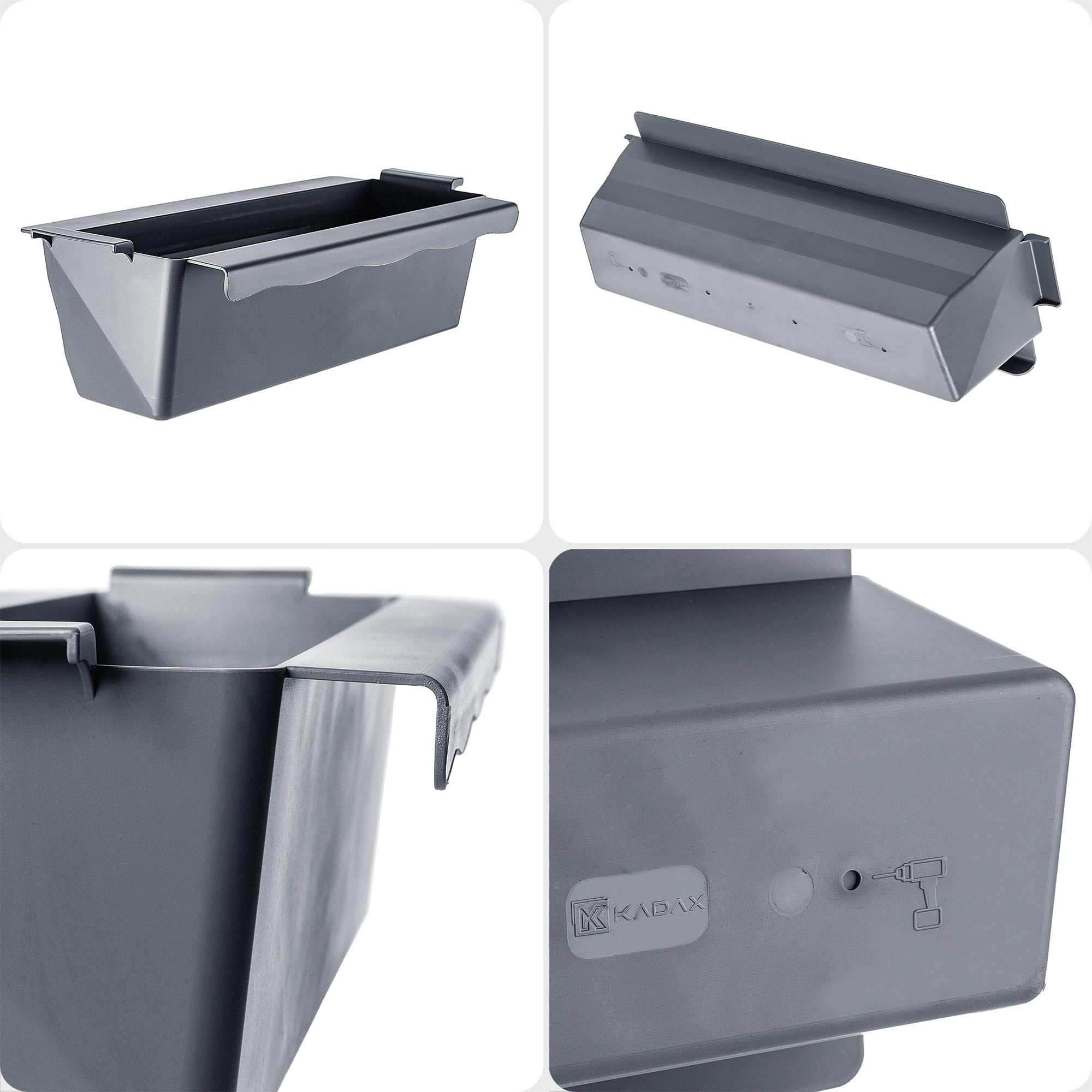 KADAX Plantenbak, set van 6 voor pallets met ophangsysteem, 37 x 9 cm, wit, voor beplanten en decoreren als balkonbak, bloembak voor europallets, bloempotinzet en plantenbak voor pallettuinen
