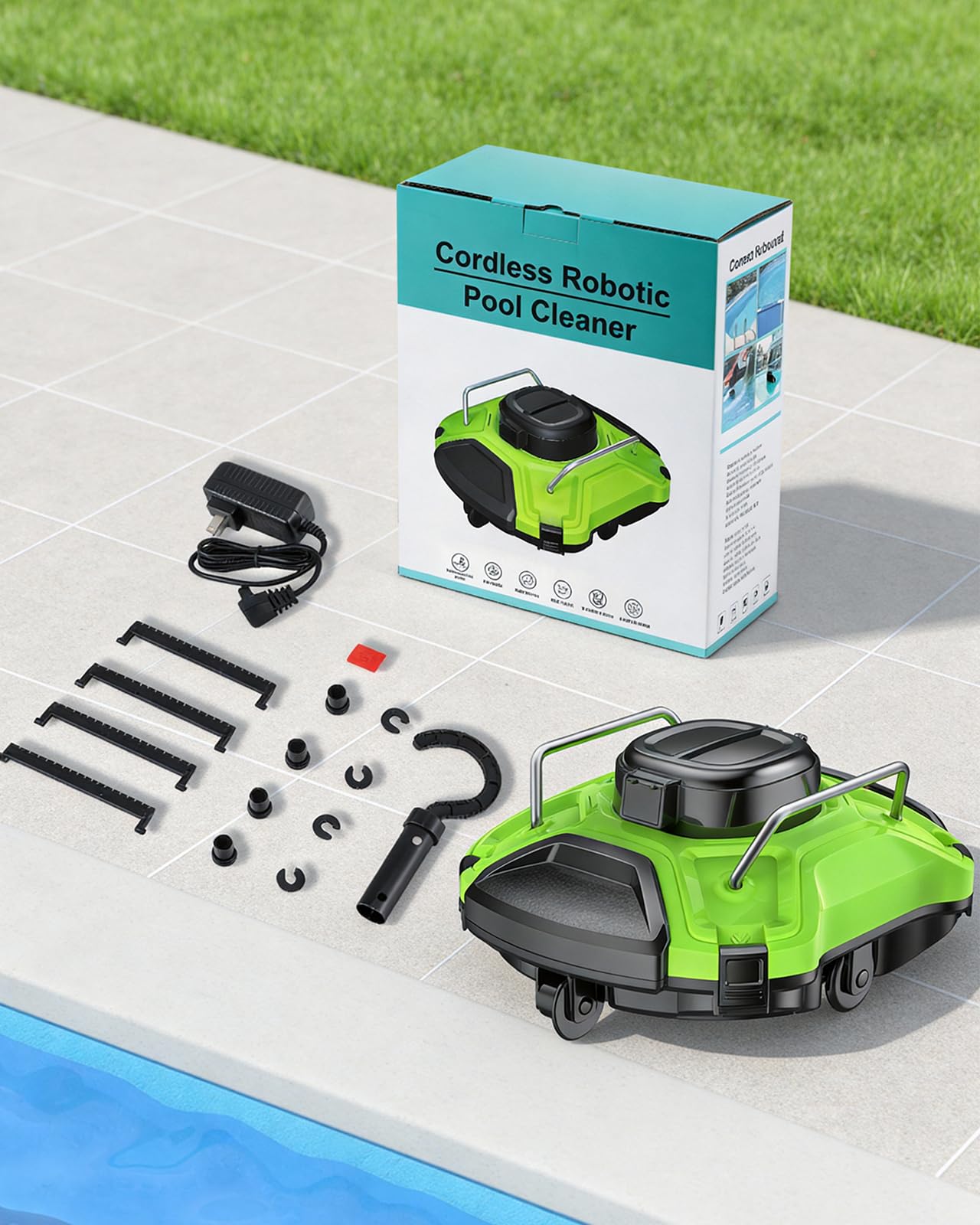 【Mise à niveau 2025】 Robot aspirateur de piscine sans fil Robot de nettoyage automatique de piscine 25 ° escalade, temps de fonctionnement de 120 minutes, auto-stationnement, aspirateur de piscine à