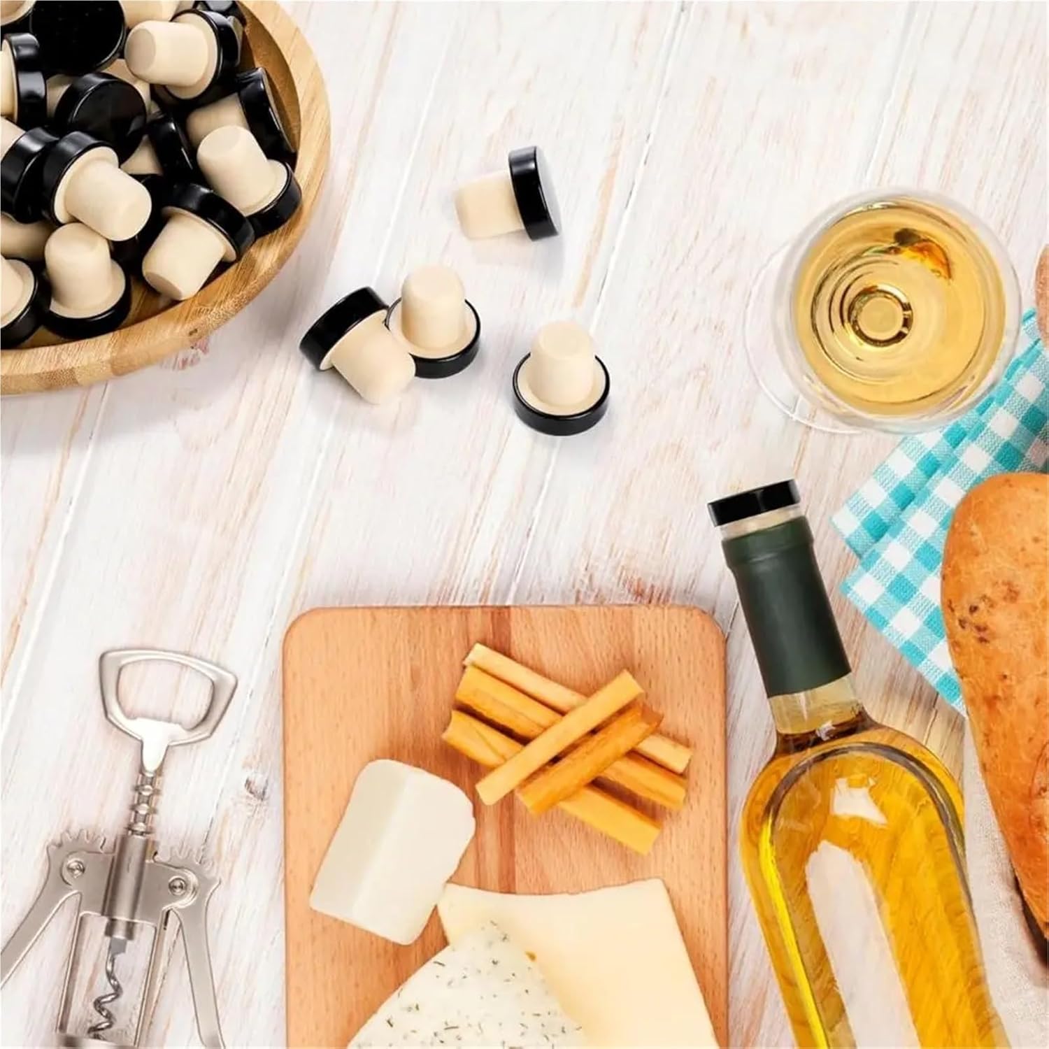 Wine Stoppers 120Pcs T Shaped Cork Wood Replaceable Bottle Universal Reusable Sealing Caps For Keeping Champagne Fresh(Gold)