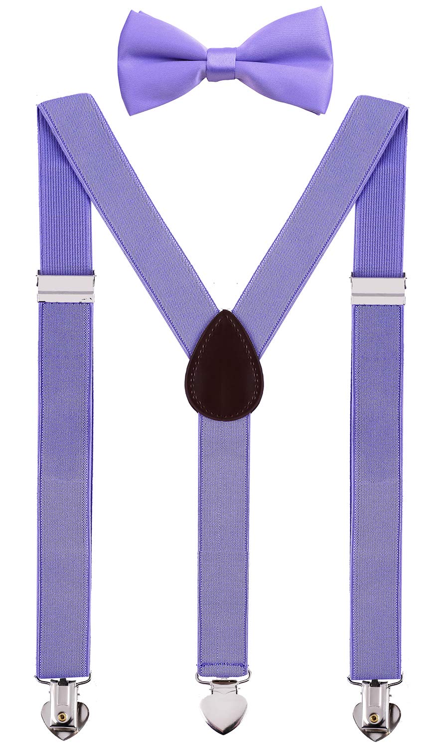WDSKYMen's Boys' Suspenders and Bow Tie Set Adjustable with Heart Clips