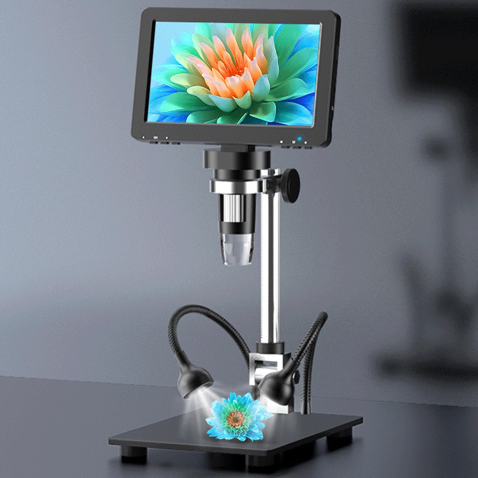 jiingekk Efficient 7Inch LED Digital Microscope For Students And Adults With 1200X Focusing Ranges And Adjustable LED Lighting