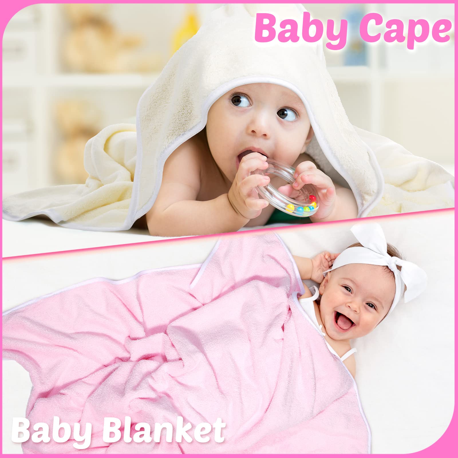 Reginary Paquete de 4 toallas con capucha para bebé, toallas de baño de forro polar coral, 76 x 76 cm, manta de baño suave y absorbente con capucha para recién nacidos, niños y niñas, suministros de