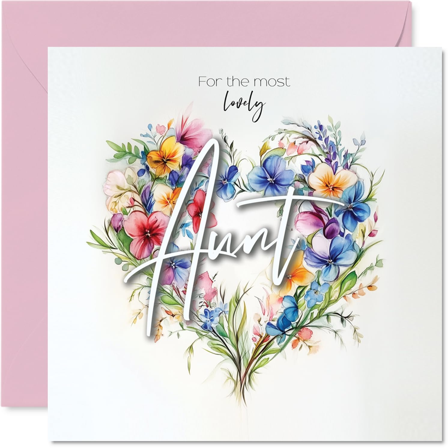 Aunt Birthday Card - Heart of Flowers - Happy Birthday Card for Aunt from Nephew Niece, 145mm Floral Bouquet Greeting Cards