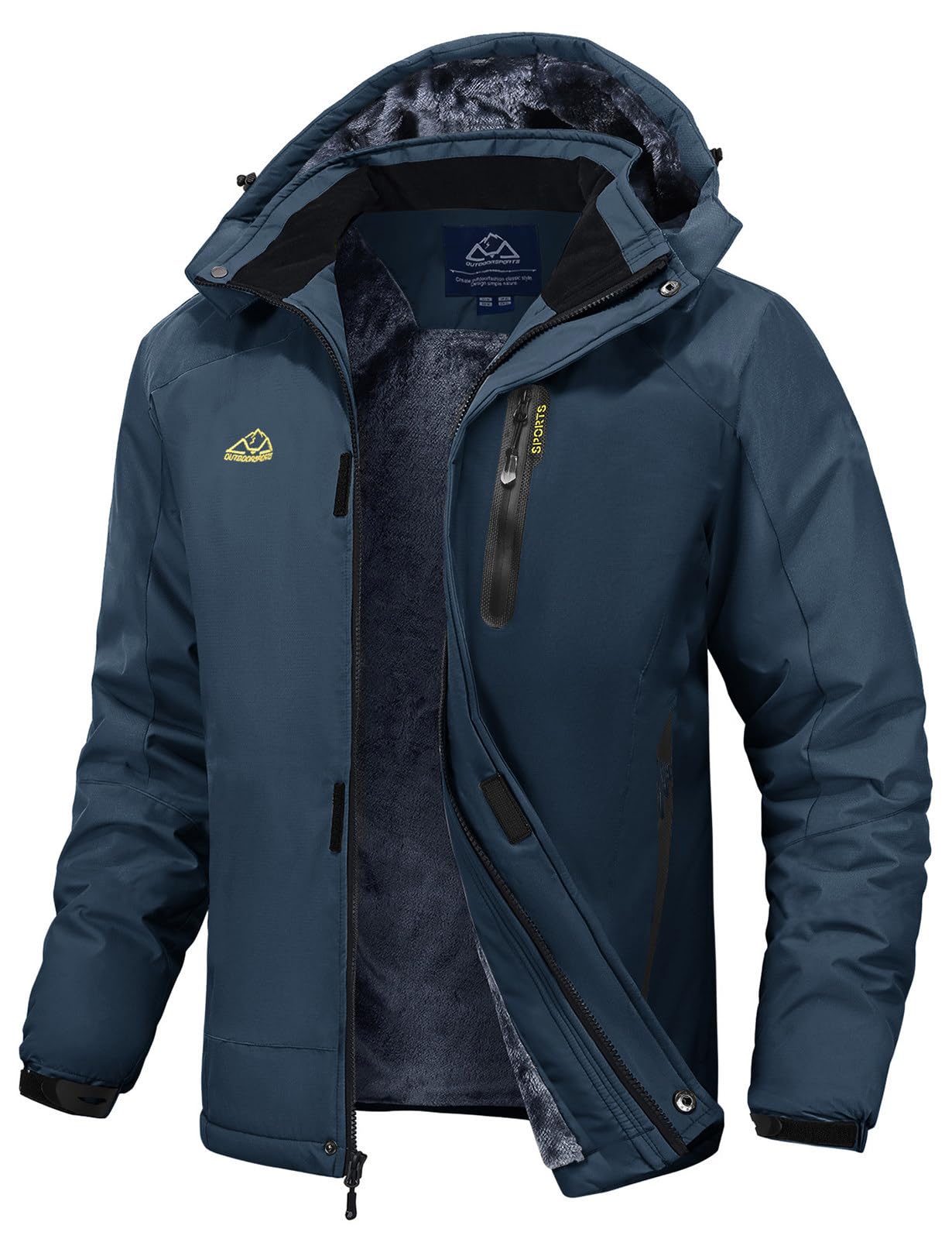 Rdruko Skijacke Herren Winterjacke Snowboardjacke Warme Fleece GefüTtert Winter Jacke Wasserdicht Funktionsjacke Männer Outdoor Wanderjacke mit Kapuze
