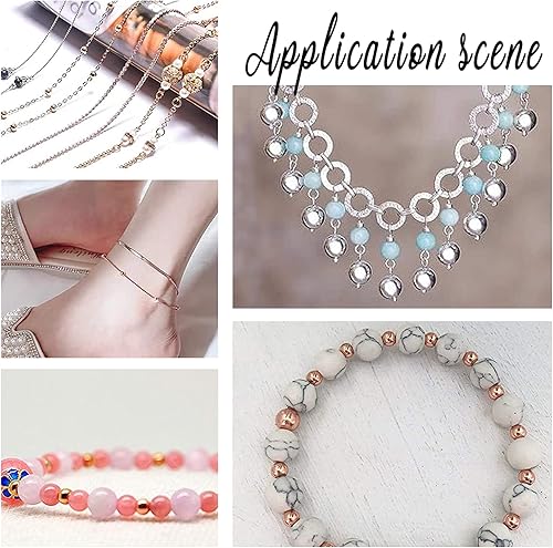Miniatura 4 de PH PandaHall 5 tamaños de cuentas redondas lisas, 300 cuentas chapadas en plata de 14 quilates, cuentas redondas sin costuras, espaciadores de larga