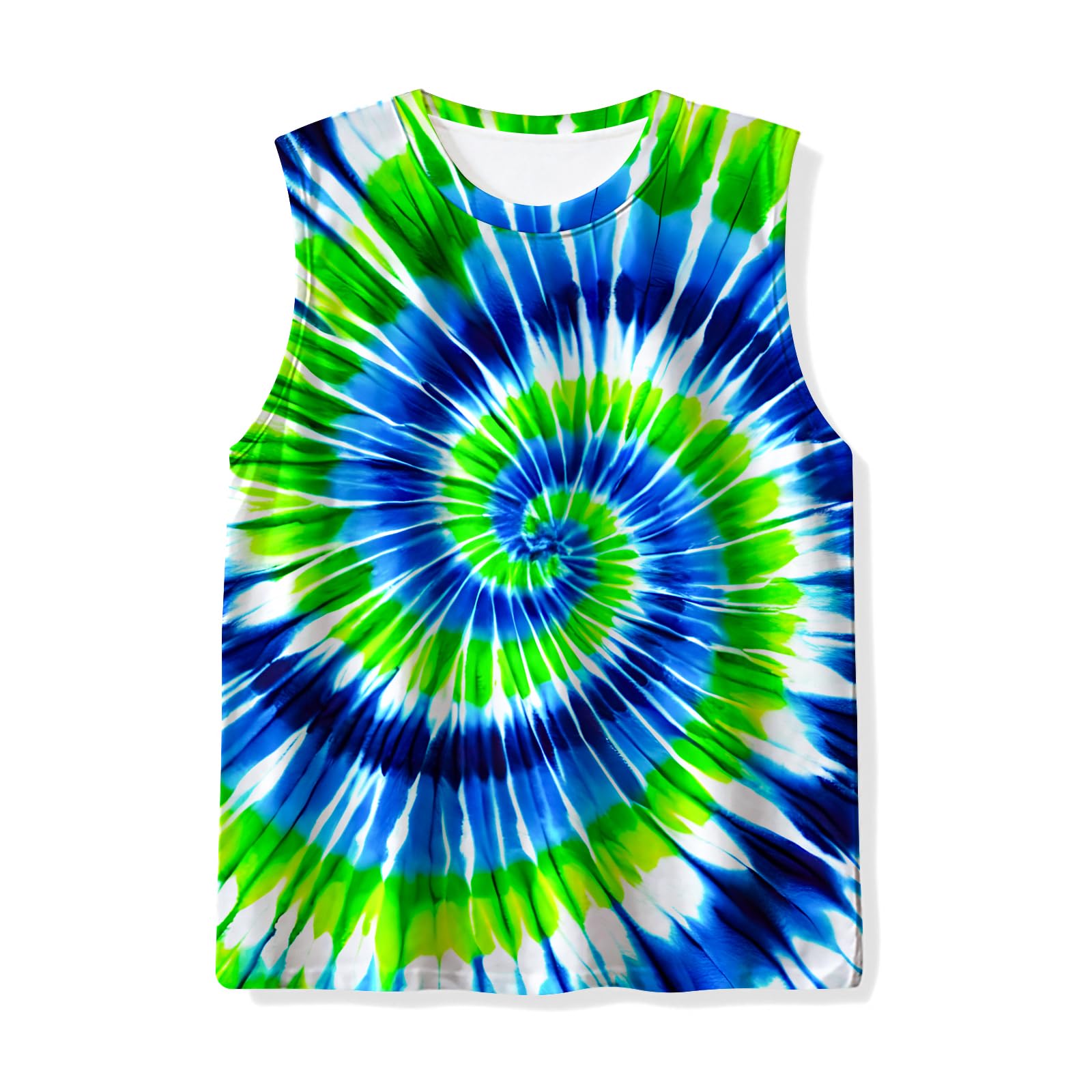 Kids Tie Dye Tank Tops Childrens Sleeveless T Shirts Hippies Tees for 5-14 Years Boys Girls