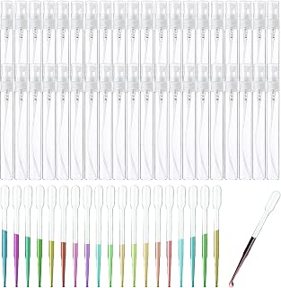 Yopay 60 Pack 10ml Mist Atomizer Glass Spray Perfume Bottles Set, Mini Empty Refillable Clear Glass Perfume Makeup Sprayer Tubes Containers for Travel Party (Including 40 Bottles and 20 Droppers)