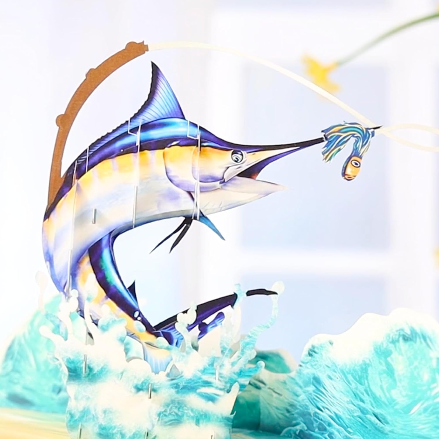 Fishing Pop Up Birthday Card, 3D Swordfish Fishing Fathers Day Card For Dad, Husband,Men, Him, Son, Brother, Grandpa, Fisherman Gift, All-Occasion, Father’s Day, Birthday, Outdoor, Thank You, 6x8 In - Image 3