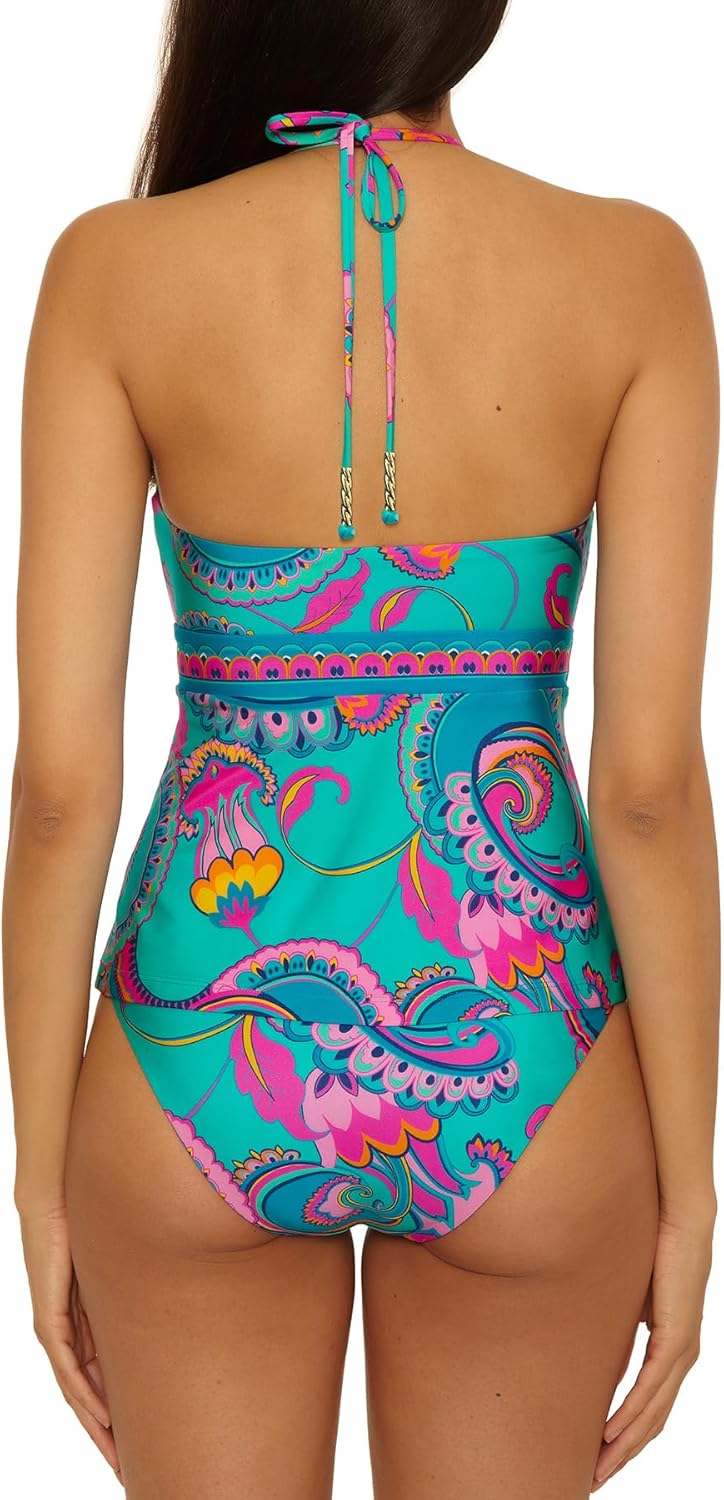 Trina Turk Womens Mykonos Tankini Bikini Top, Adjustable, Tie Back, Swimwear Separates for Women