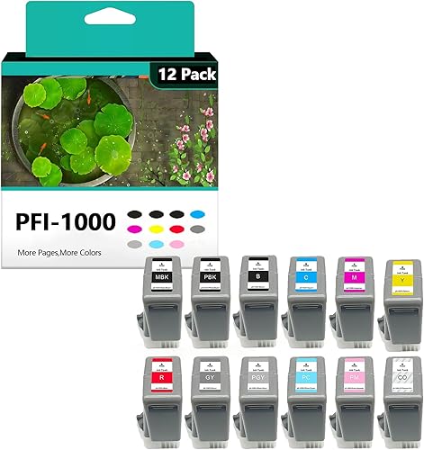 Cartuchos de tinta PFI-1000 de repuesto para Canon Ink 1000 para trabajar con impresoras ImagePROGRAF PRO-1000, paquete de 12