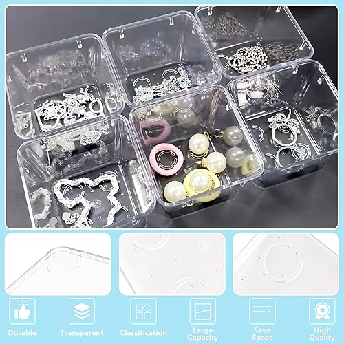 Miniatura 3 de 24 organizadores de cajones transparentes de 3 x 3 x 2 pulgadas, apilables, pequeños cubos de almacenamiento de maquillaje, organización de cajones