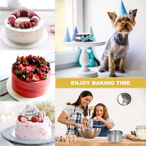 Miniatura 7 de DOERDO - Cortador de galletas circular ajustable de 6 a 12 pulgadas, molde de pastel para hornear, cortador de pastel redondo, mousse en capas para