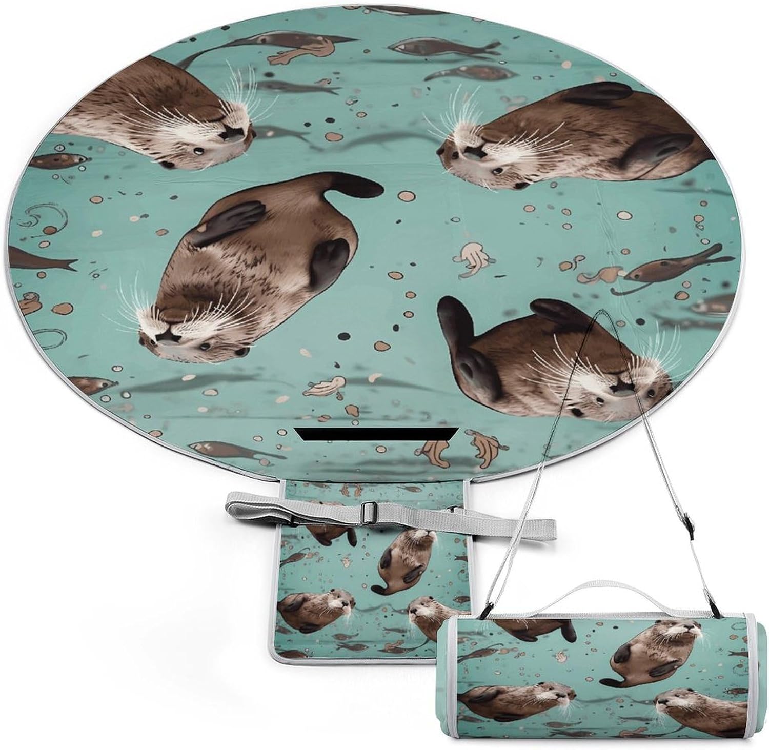 Otters Picnic Mat Lightweight Waterproof Picnic Blankets Extra Large Picnic Outdoor Blankets Foldable Sandproof Beach Blanket for Park Beach Camping Courtyard 58.3''x58.3''