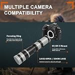 BENOISON 420-800mm Téléphoto Lens pour Canon - EF Lentille pour Canon DSLR, Focus manuel MF Zoom objectif pour Canon EOS Rebelle SL3 SL2 SL1 T8i T7i T7 T6 4000D 1500D 90D 80D 77D 70D 60D 7D 6D 5D 1D DSLR Caméras