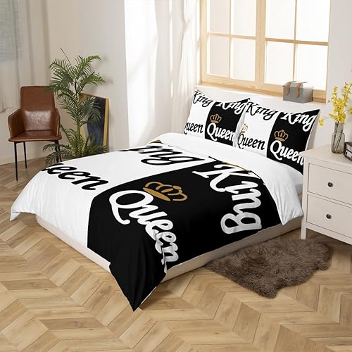 Miniatura 2 de Feelyou Mr Mrs - Juego de funda de edredón para adultos, pareja y amante, ultra suave, para el día de San Valentín, juego de funda de edredón King