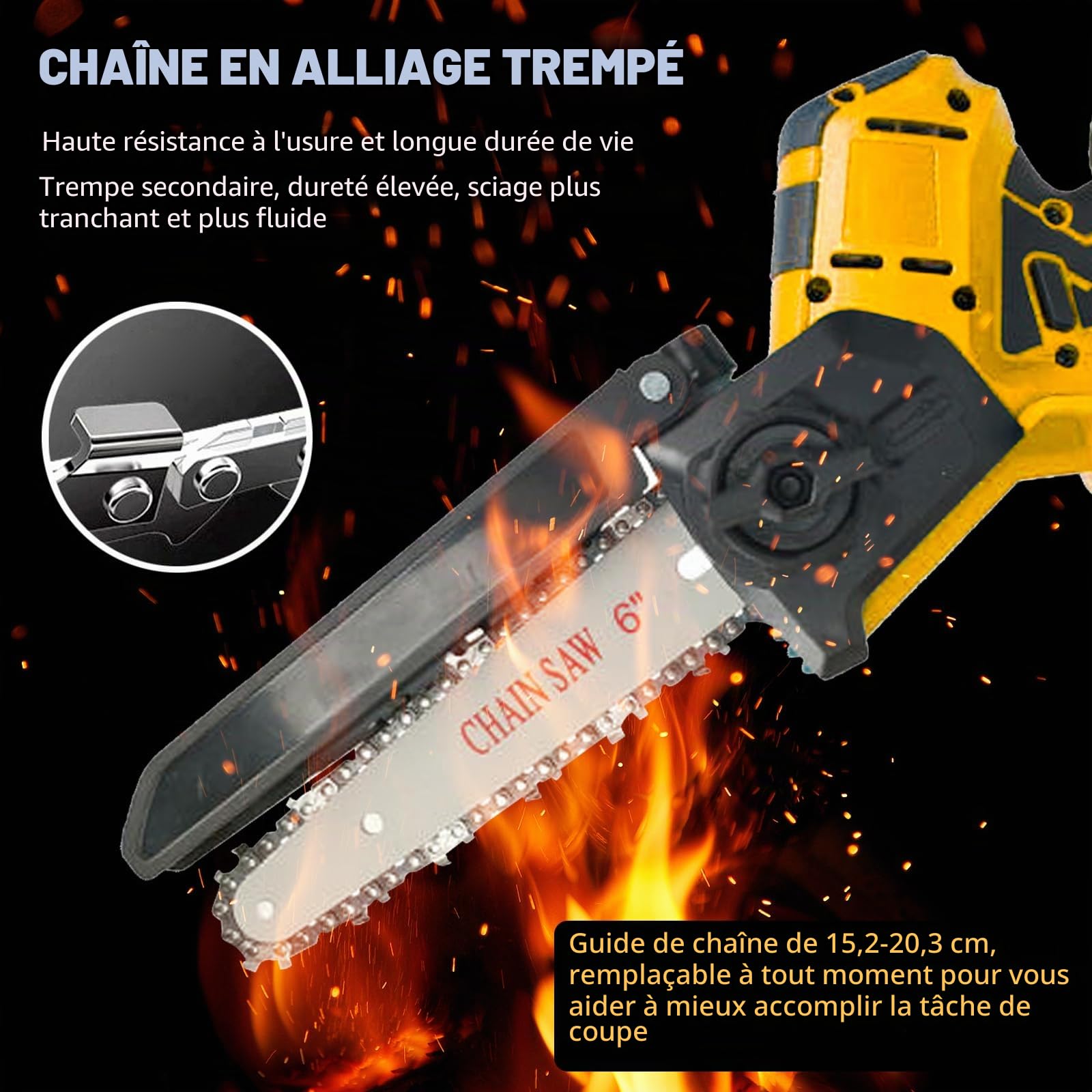 Mini Tronçonneuse à Batterie,6&8 Pouces Compatible avec Dewalt Batterie 18V