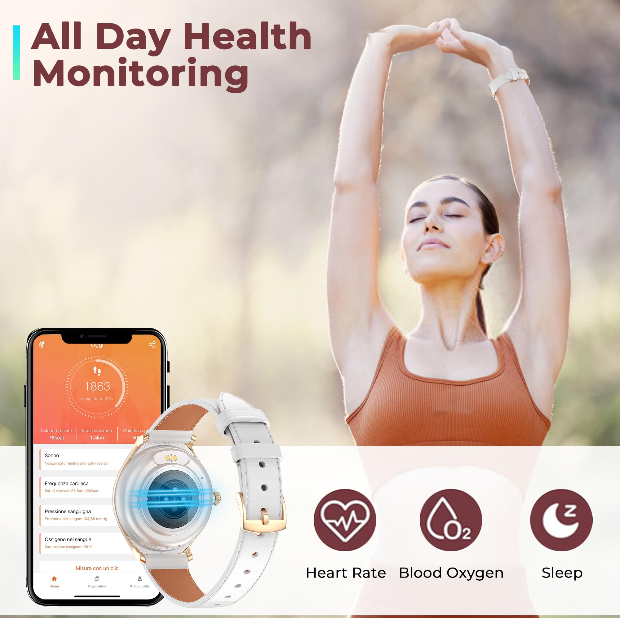 Smart Watch for Women Make/Answer Calls, 1.39'' Fitness Watch with Heart Rate/SpO2/Sleep Monitor, 100+ Sport Modes - Image 4