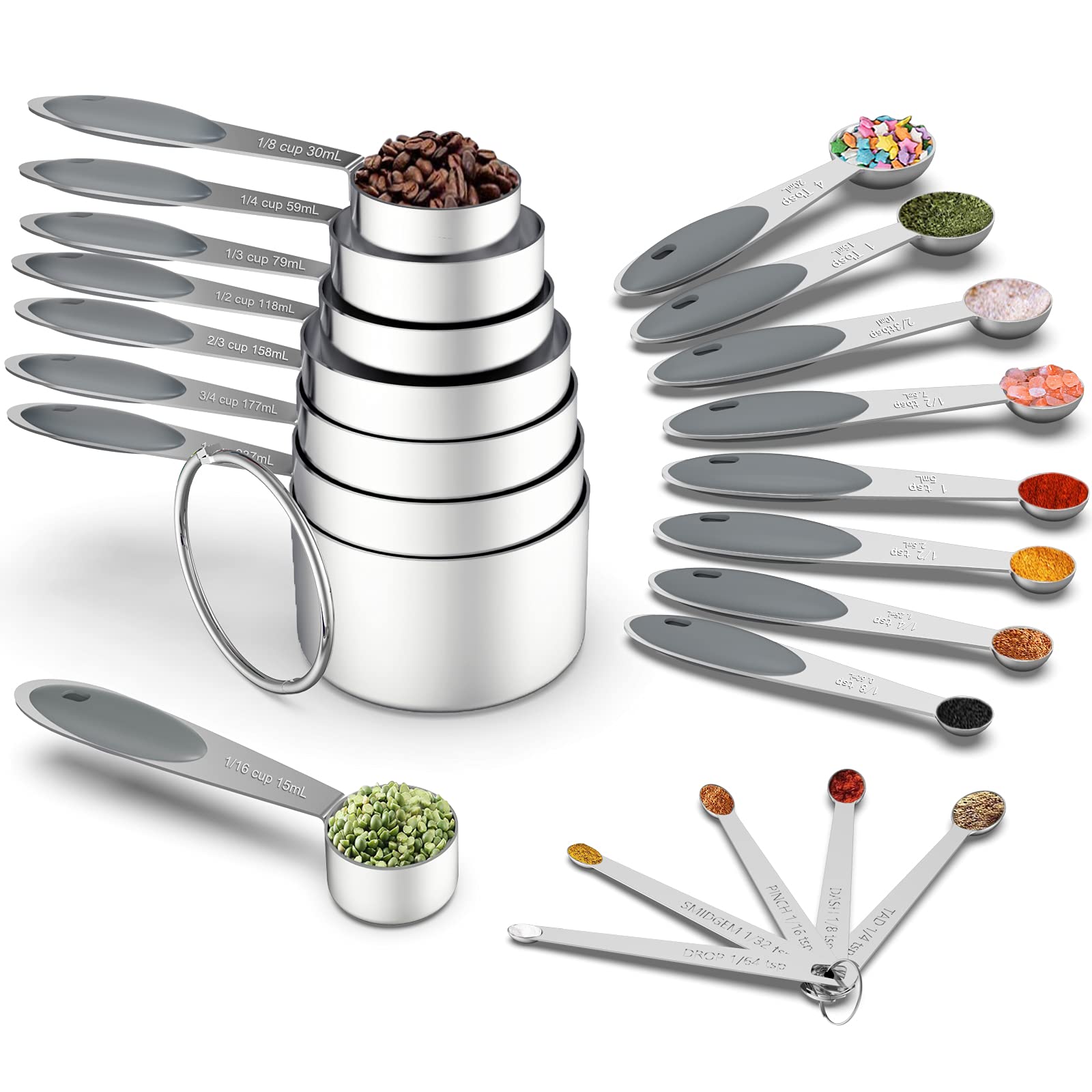 Snapklik.com : Wildone Stainless Steel Measuring Cups & Spoons Set - 21 ...