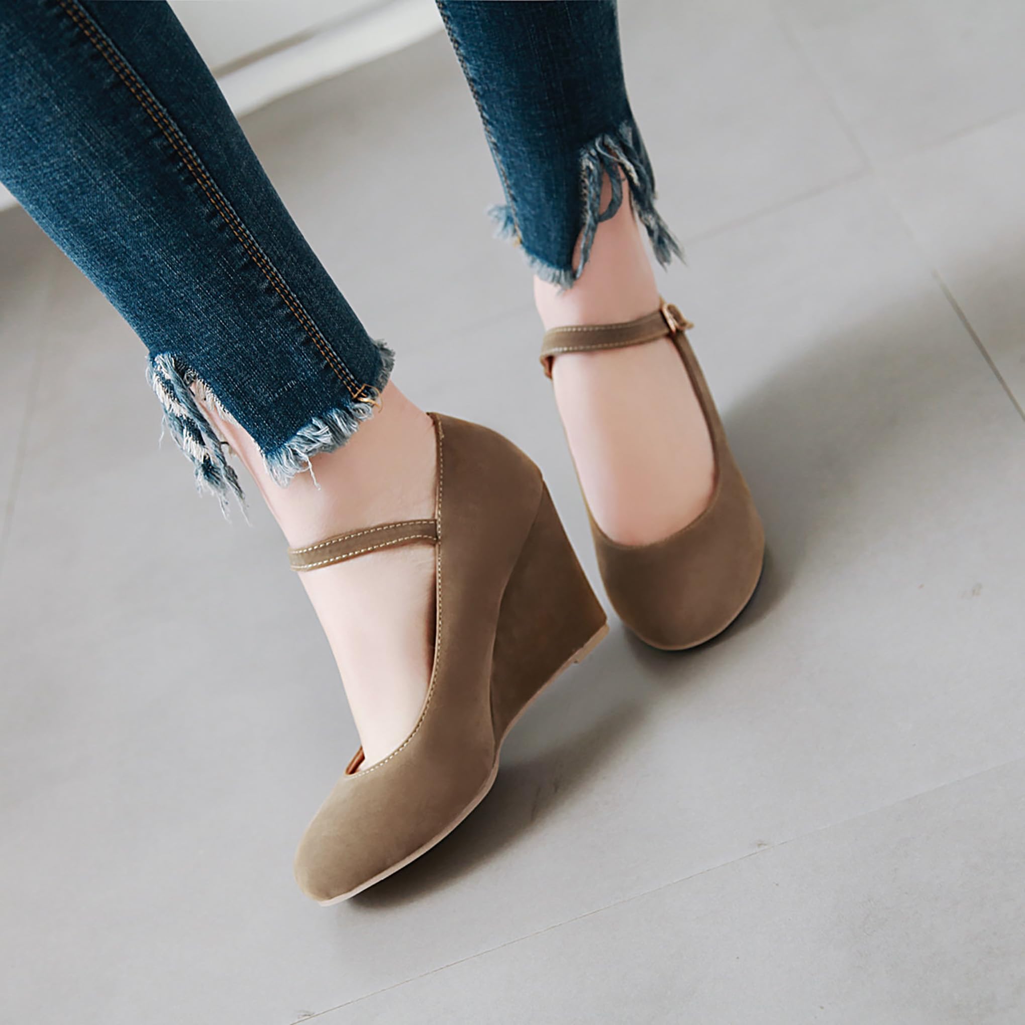 Bviennic Zapatos Mujer Cuña Tacon Alto Talla 33-43