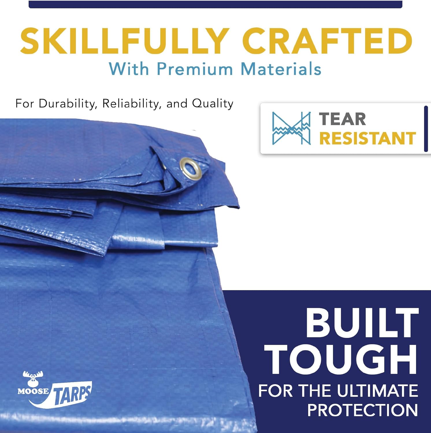 15' x 30' Waterproof Tarp, Medium Duty Reversible Blue/Silver, Multipurpose Indoor and Outdoor Tarps for Tents, Wood Cover, Furniture, Car, Boat, Pool, Tear Resistant, Blue