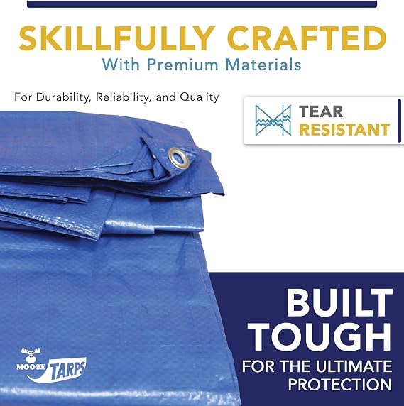 6' x 8' Waterproof Tarp, 5 Mil Medium Duty, Blue & Silver