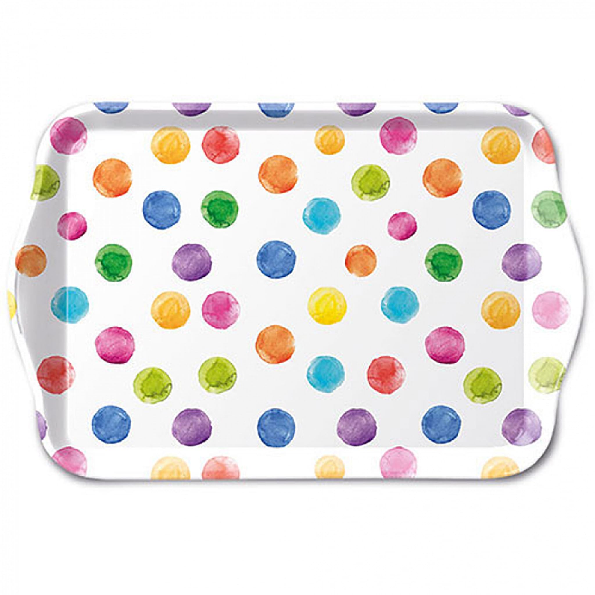 Ambiente White / Polka Dot Motif Small Decorative Tray 13 X 21 Cm Melamine Colourful Polka Dots Birthday Party