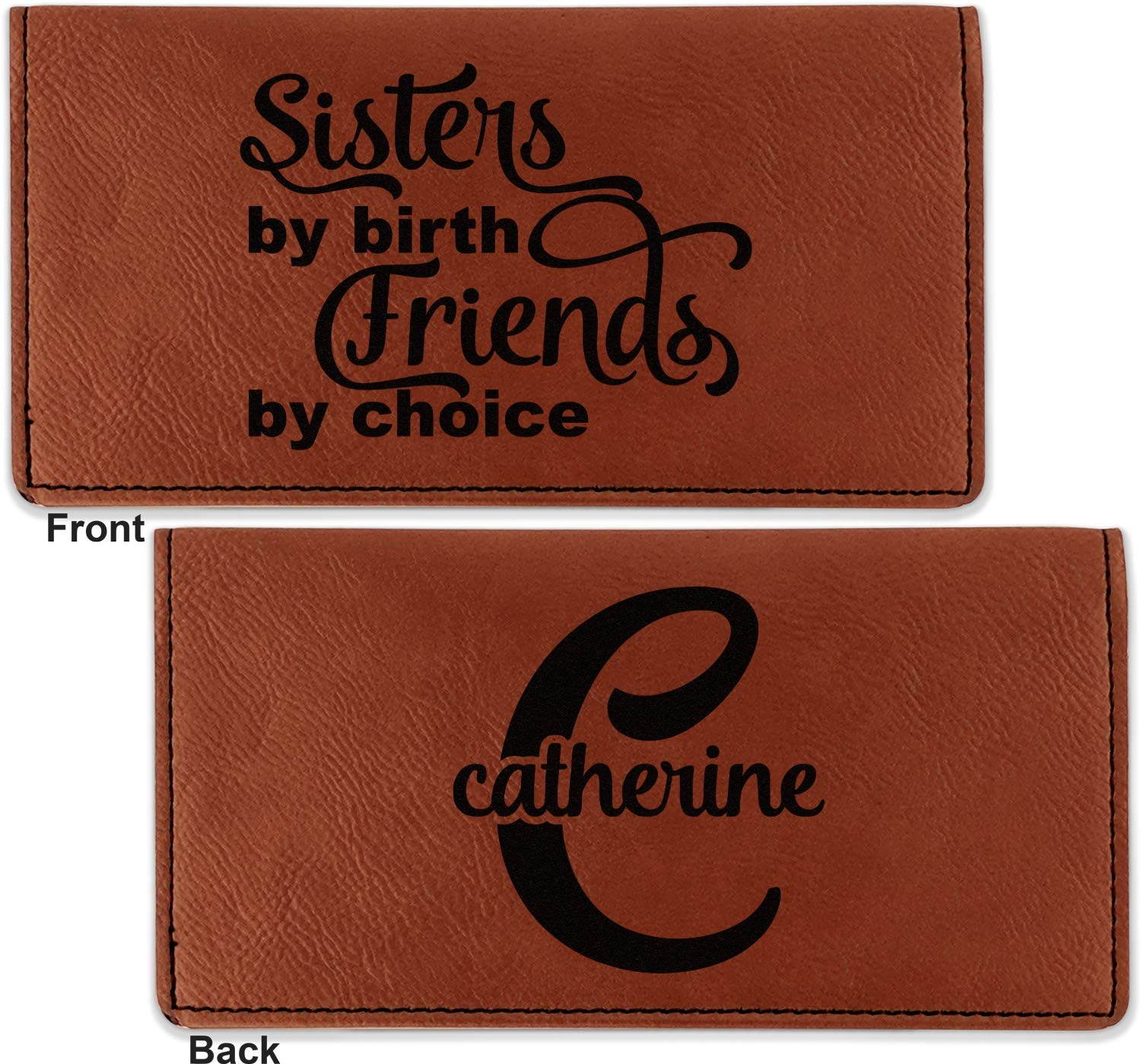RNK Shops Personalized Sister Quotes and Sayings Leatherette Checkbook Holder - Double Sided