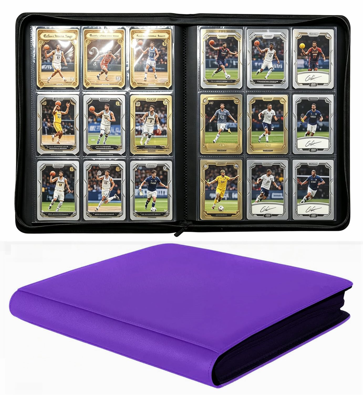 Trading Card Binder 9 Pocket, 540 Pockets Ringless PU Cover Card Collection Binder, Double Sided Card Binder Collector Album, Card Folder for MTG, TCG, Sports Cards, Game Card (Purple, 9Pockets) — image 1