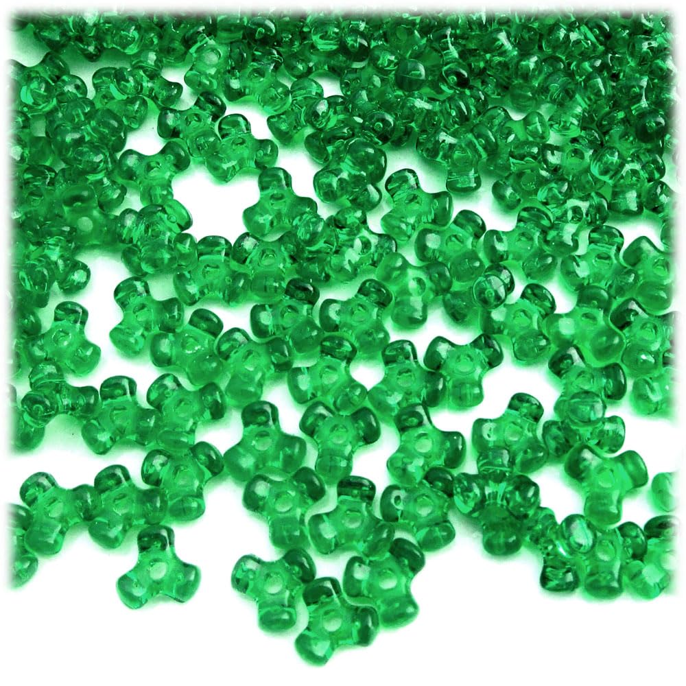 The Crafts Outlet 200pc Plastic Transparent Tribeads 10mm Light Green Beads