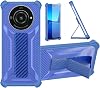 Compatible Sharp Leitz Phone 2 5g Td-Lte Jp Lp-02 Case 1 Piece 9H Tempered Glass Film Hard PC Soft Silicone Shockproof Handheld Hold Magnetic Adsorption Support ZJBB Blue
