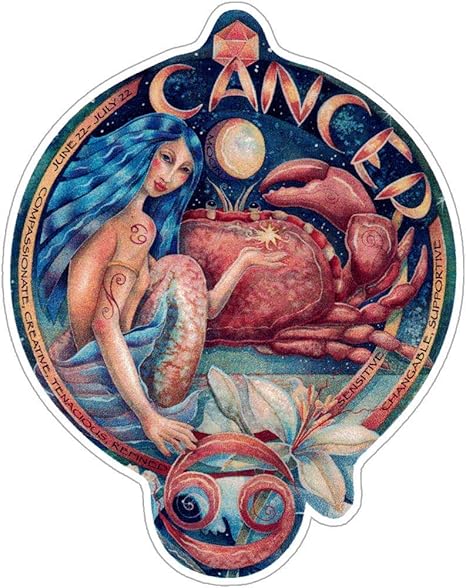 Cancer Astrological Zodiac Horoscope Sign with Crab - Bumper Sticker/Decal (3.5