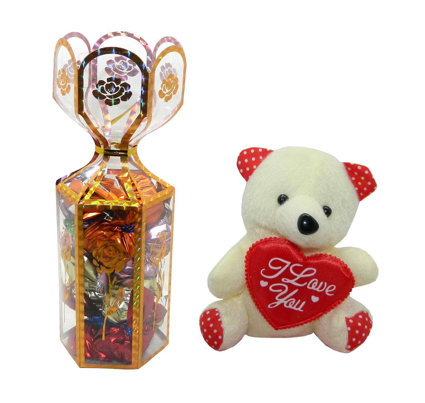 Rich'U Chocolates Valentine Day Chocolate Gift Hamper For Girlfriend Boyfriend Wife Husband Him Her - Floral Chocolate Gift Box (12 Pcs) With I Love U Teddy Bear