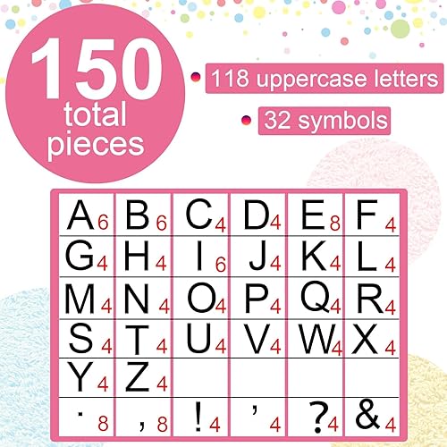 Vista 16 de Juego de 150 letras grandes de 6 pulgadas y puntuación, colorido alfabeto recortado para el aula para exhibir tablón de anuncios, escuela en casa