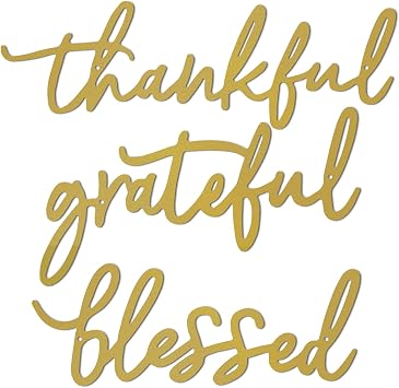 Thankful Grateful Blessed Letter Sign Metal Wall Decor, 3 Piece Gold Letters Wall Art for Bathroom Bedroom Metal Words Wall Decor for Home Decor Gold