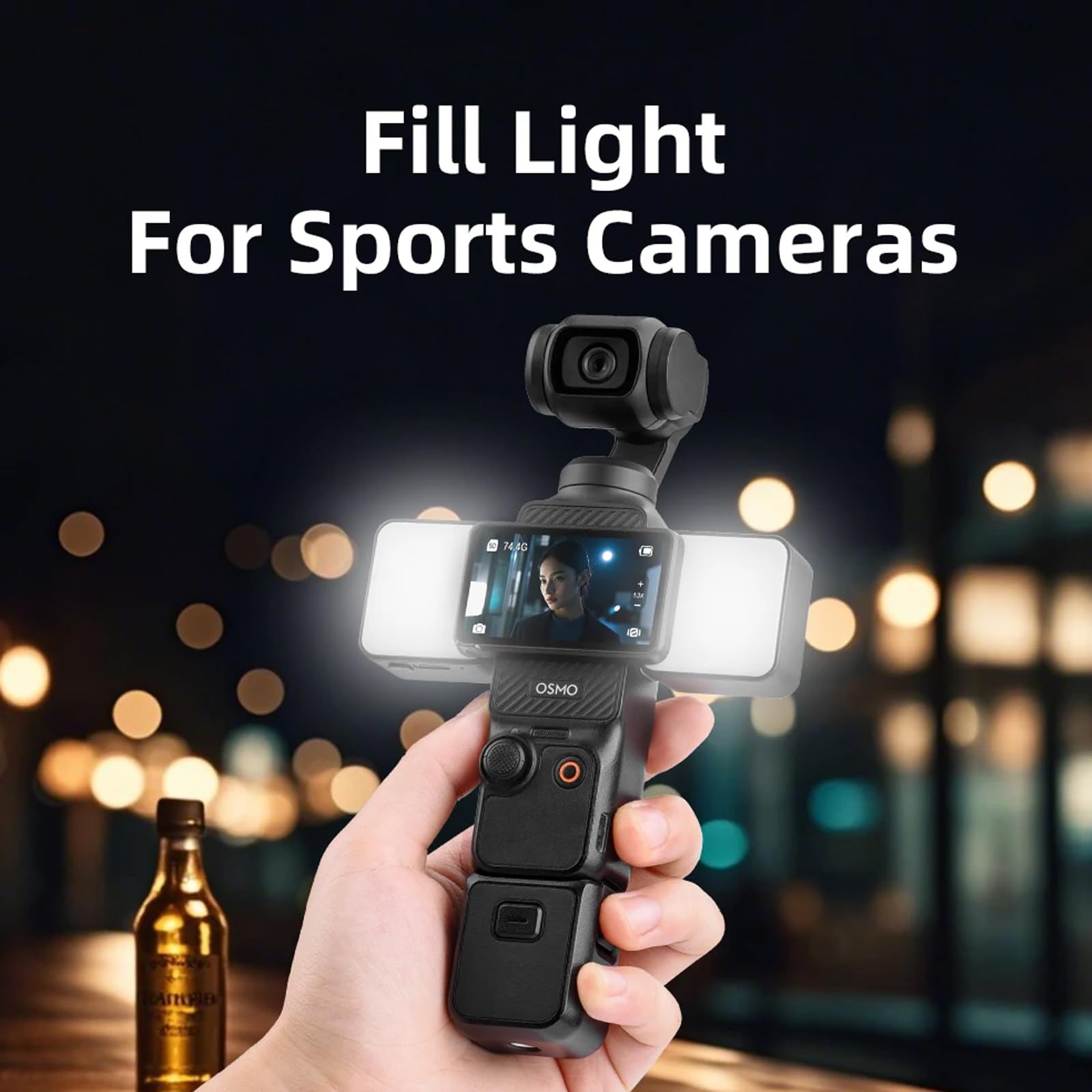 Honlyn Magnetic Fill Light for DJI Osmo Pocket3, Fill Light for Action 5 Pro Action Camera Lighting Accessories, Magnetic Mount Compatible with DJI Pocket 3/Osmo Mobile 7P/7/6 Accessories (White)